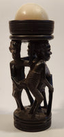 Malawi Tribal People 6 1/2" Hand Carved Wood African Sculpture with Wax Hemisphere