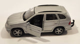 Maisto BMW X5 Silver 1/42 Scale Pull Back Die Cast Toy Car Vehicle with Opening Doors