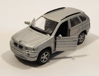 Maisto BMW X5 Silver 1/42 Scale Pull Back Die Cast Toy Car Vehicle with Opening Doors