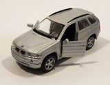 Maisto BMW X5 Silver 1/42 Scale Pull Back Die Cast Toy Car Vehicle with Opening Doors