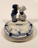 Delft Blue Deco Holland Dutch Boy and Girl Kissing Hand Painted Ceramic Ash Tray
