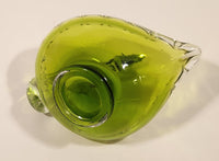 Crowned Crane Swan Bird Green Art Glass Candy Dish