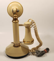 Vintage 1970s Decotel White Ivory Candle Stick Rotary Telephone Phone