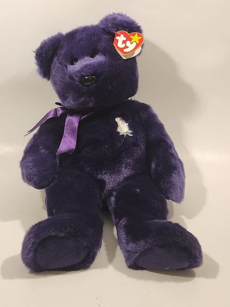 1998 Ty Beanie Buddy Princess Diana Purple Bear 14" Stuffed Plush Toy with Tag