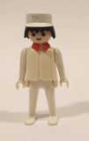 1974 Geobra Playmobil Brown Hair Ambulance Paramedic in White with Hat 3" Tall Toy Figure