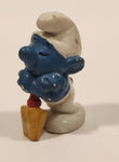 Vintage 1979 Peyo Bully Schleich Smurf with Shovel 1 3/4" Tall PVC Toy Figure Made in West Germany