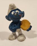Vintage Peyo Bully Schleich Smurf With Biscuit Cookie 1 7/8" Tall PVC Toy Figure Made in West Germany