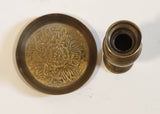 Vintage Engraved Brass Metal Miniature Dollhouse Vase and Tray