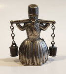 Vintage Milk Maid Carrying Pails 2 5/8" Tall Metal Figure