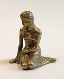 Vintage Miniature The Little Mermaid Nude Woman Sitting 2 1/4" Tall Brass Metal Figure