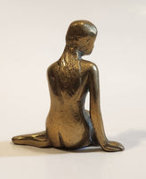 Vintage Miniature The Little Mermaid Nude Woman Sitting 2 1/4" Tall Brass Metal Figure