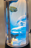1994 Rabbit Tanaka Sea Turtle Aquarium Rotating Lighted Motion Lamp 14" Tall By Artist Jeffrey Michael Wilkie