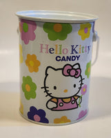 1976, 1993 Sanrio Hello Kitty Morinaga Candy White Tin Metal Pail with Lid