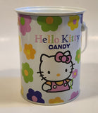 1976, 1993 Sanrio Hello Kitty Morinaga Candy White Tin Metal Pail with Lid