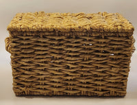 Lidded Wicker Basket with Handles 13" Wide