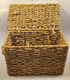 Lidded Wicker Basket with Handles 13" Wide