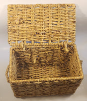 Lidded Wicker Basket with Handles 13" Wide