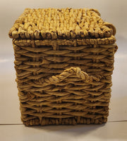 Lidded Wicker Basket with Handles 13" Wide