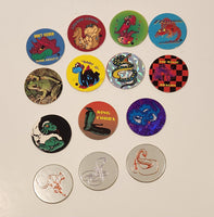 Mixed Dinosaurs and Reptiles Pogs Caps Lot of 14