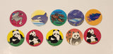 Mixed Pandas and Whales Pogs Caps Lot of 10