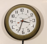 Retro Mid-Century Ingraham Olive Green 7" Round Electric Plug In Wall Clock Made in Canada