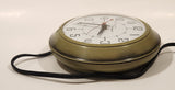 Retro Mid-Century Ingraham Olive Green 7" Round Electric Plug In Wall Clock Made in Canada