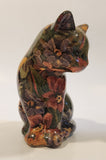 Sitting Floral Decoupage Patchwork Print Cat 6 1/4" Tall Ceramic Figurine