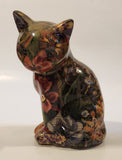 Sitting Floral Decoupage Patchwork Print Cat 6 1/4" Tall Ceramic Figurine