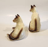 Vintage Siamese Cats One Sitting One Laying 6 1/4" Tall and 6 3/4" Long Porcelain Figurines Set of 2 Made in Japan