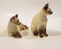 Vintage Siamese Cats One Sitting One Laying 6 1/4" Tall and 6 3/4" Long Porcelain Figurines Set of 2 Made in Japan