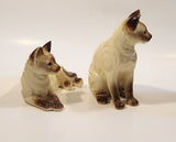 Vintage Siamese Cats One Sitting One Laying 6 1/4" Tall and 6 3/4" Long Porcelain Figurines Set of 2 Made in Japan