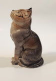 Sitting Brown Cat 7 1/4" Tall Ceramic Figurine Made in Taiwan