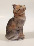 Sitting Brown Cat 7 1/4" Tall Ceramic Figurine Made in Taiwan