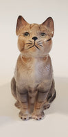 Sitting Brown Cat 7 1/4" Tall Ceramic Figurine Made in Taiwan