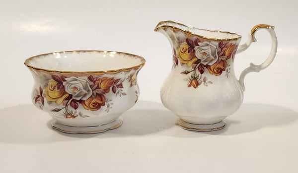 Royal Albert Bone China Lenora Sugar Bowl and Creamer Jug Made in England