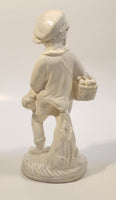 Vintage Boy with Basket of Apples 8 3/4" Chalkware Figurine