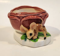 Vintage Baby Deer Fawn Bambi Like 4 3/4 Wide Porcelain Planter Made in Japan