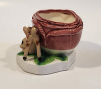 Vintage Baby Deer Fawn Bambi Like 4 3/4 Wide Porcelain Planter Made in Japan