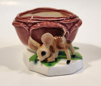 Vintage Baby Deer Fawn Bambi Like 4 3/4 Wide Porcelain Planter Made in Japan