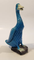 Chinese Peaking Duck Blue Bird 8" Tall Ceramic Figurine