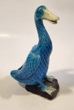 Chinese Peaking Duck Blue Bird 8" Tall Ceramic Figurine