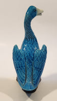 Chinese Peaking Duck Blue Bird 8" Tall Ceramic Figurine