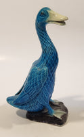 Chinese Peaking Duck Blue Bird 8" Tall Ceramic Figurine