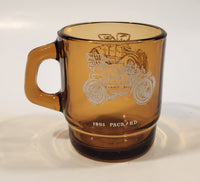 Vintage Anchor Hocking Oven Proof 312 Classic Cars Brown Amber Glass Coffee Mug Cup