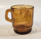 Vintage Anchor Hocking Oven Proof 312 Classic Cars Brown Amber Glass Coffee Mug Cup