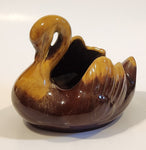 Vintage Blue Mountain Pottery Harvest Gold 5 1/2" Long Drip Glaze Swan Bird Candy Nut Dish