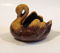 Vintage Blue Mountain Pottery Harvest Gold 5 1/2" Long Drip Glaze Swan Bird Candy Nut Dish