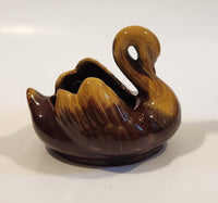 Vintage Blue Mountain Pottery Harvest Gold 5 1/2" Long Drip Glaze Swan Bird Candy Nut Dish