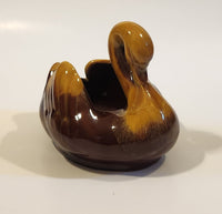 Vintage Blue Mountain Pottery Harvest Gold 5 1/2" Long Drip Glaze Swan Bird Candy Nut Dish