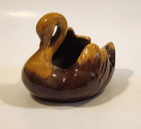 Vintage Blue Mountain Pottery Harvest Gold 5 1/2" Long Drip Glaze Swan Bird Candy Nut Dish